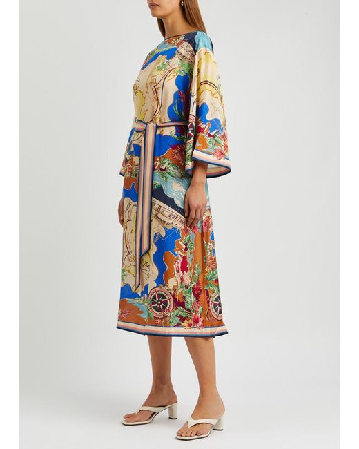 Zimmermann Multicolor Alight Printed Silk-satin Midi Dress