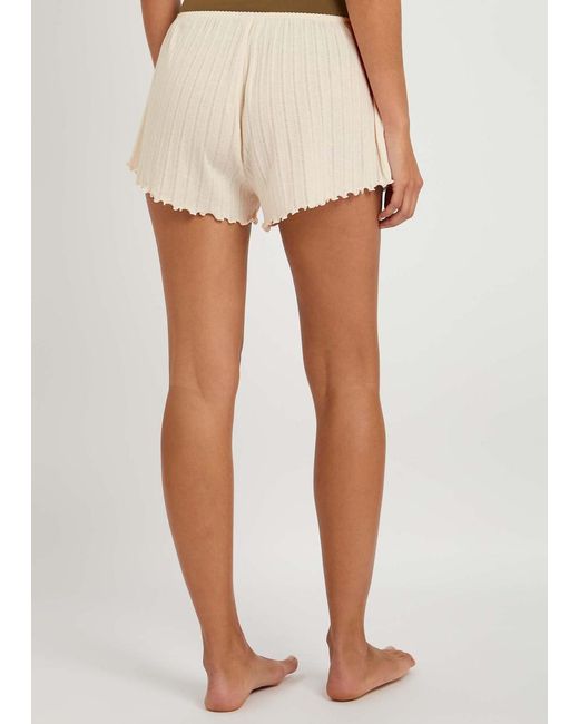Eberjey Natural Pointelle Cotton-Blend Shorts