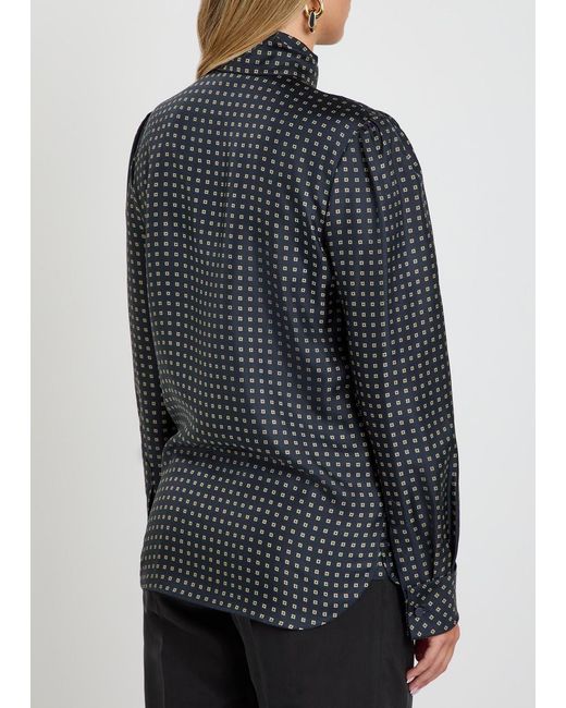 Saint Laurent Black Patterned Silk Blouse