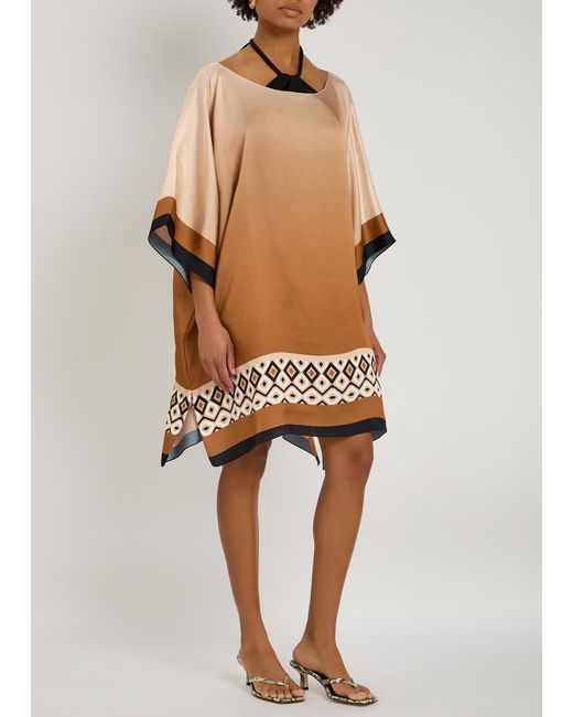Max Mara White Canzone Printed Satin Kaftan