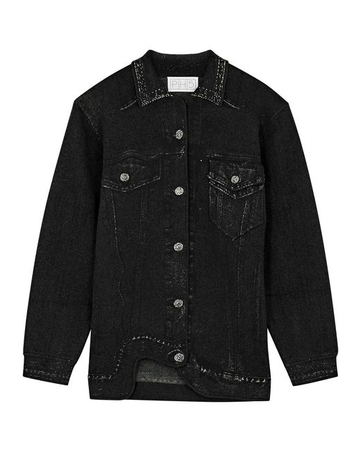 Ph5 Black Hana Intarsia Stretch-knit Jacket