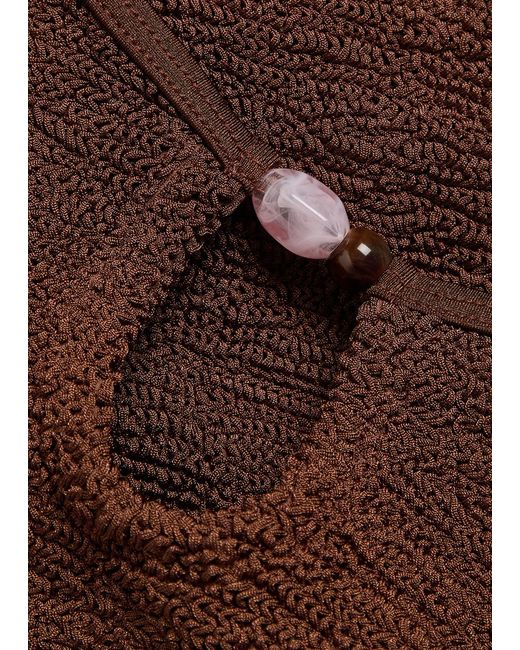 Hunza G Brown Mia Beaded Crinkle Swimsuit