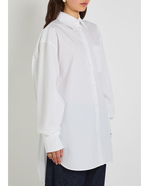 Sportmax White Pleated Cotton-Poplin Shirt