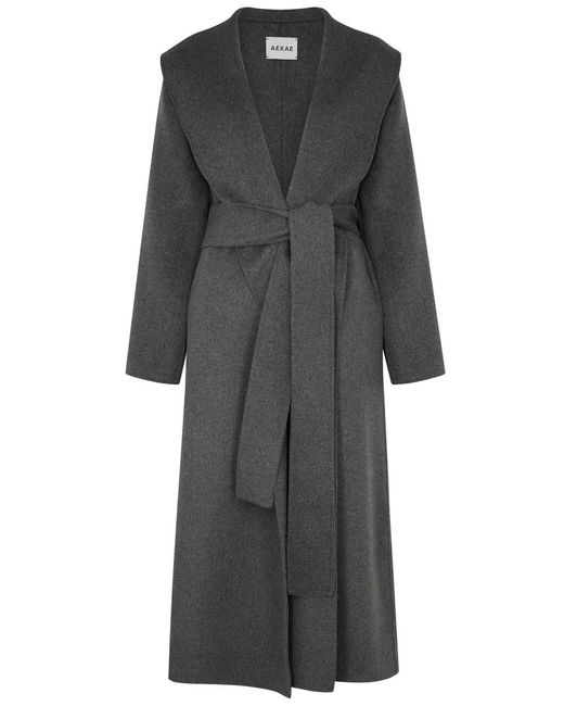 AEXAE Gray Wool-blend Wrap Coat