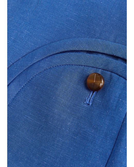 Blazé Milano Blue Everynight Double-Breasted Silk And Linen-Blend Blazer