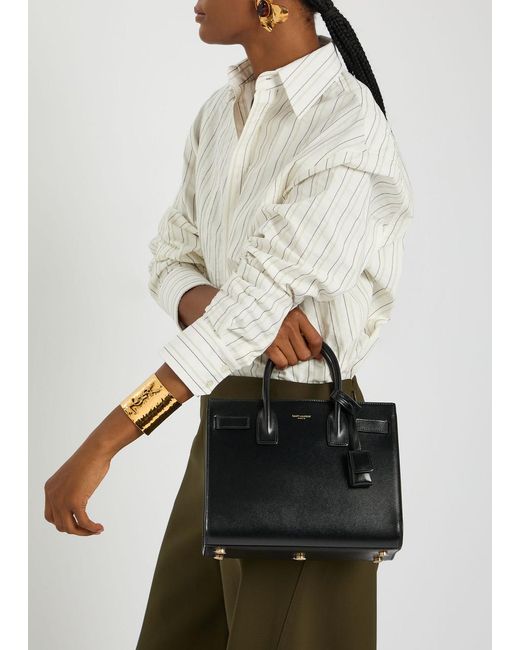 Saint Laurent Black Sac De Jour Mini Leather Top Handle Bag