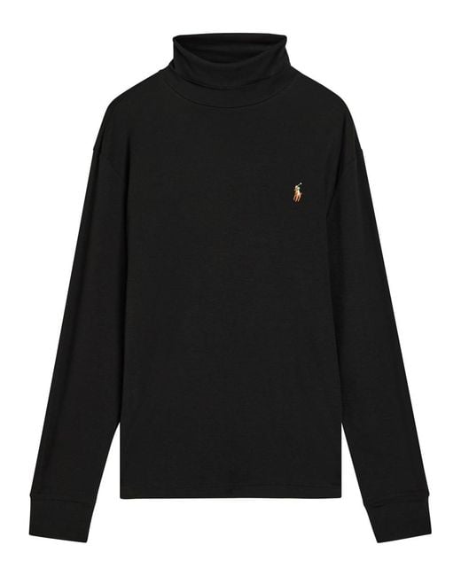 Polo Ralph Lauren Black Roll-Neck Cotton Top for men