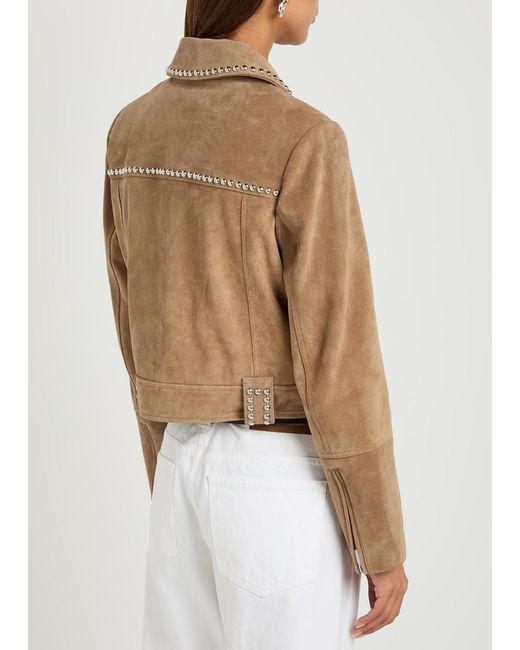 Staud Natural Hugo Stud-Embellished Suede Jacket