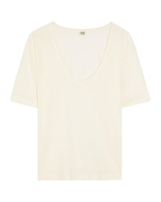 Totême Natural Scoop-Neck Cotton And Silk-Blend T-Shirt