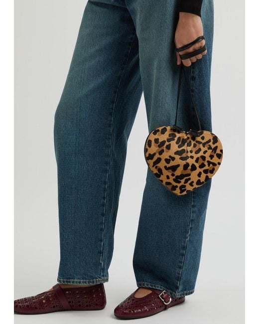 Alaïa Natural Le Coeur-Print Calf Hair Crossbody Bag
