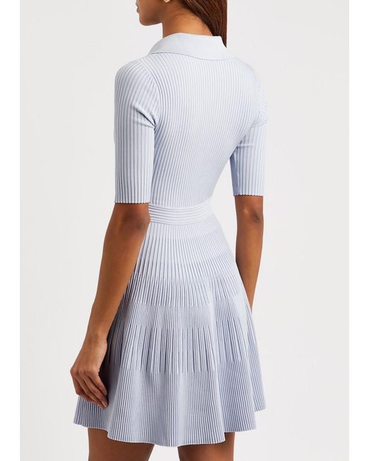 Jonathan Simkhai Blue Patricia Ribbed-knit Mini Polo Dress