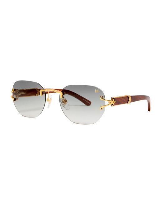 Vintage Frames Company White V-Decor Xl Woods Oval Sunglasses for men