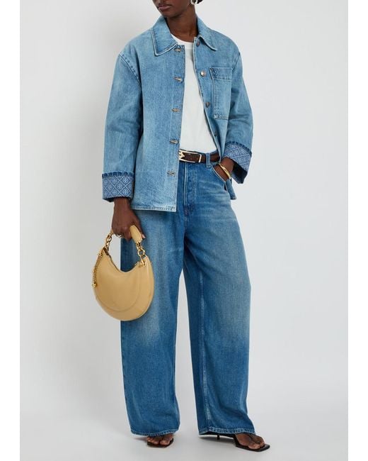 Tory Burch Blue Logo Washed Denim Barn Jacket