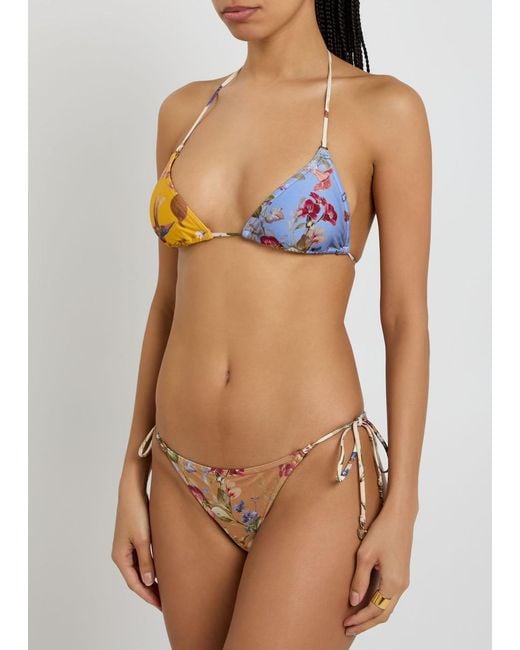 Zimmermann White Patience Spliced Printed Bikini