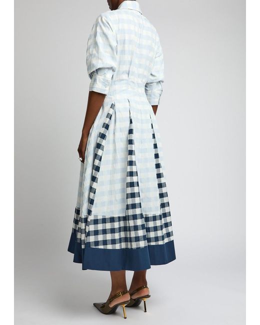 Jonathan Simkhai Blue Jazz Gingham Cotton Midi Dress