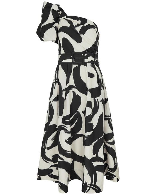 Rebecca Vallance White Pompidou Printed Taffeta Midi Dress