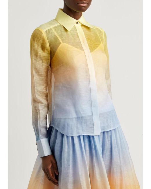 Zimmermann White Harmony Dégradé Organza Shirt