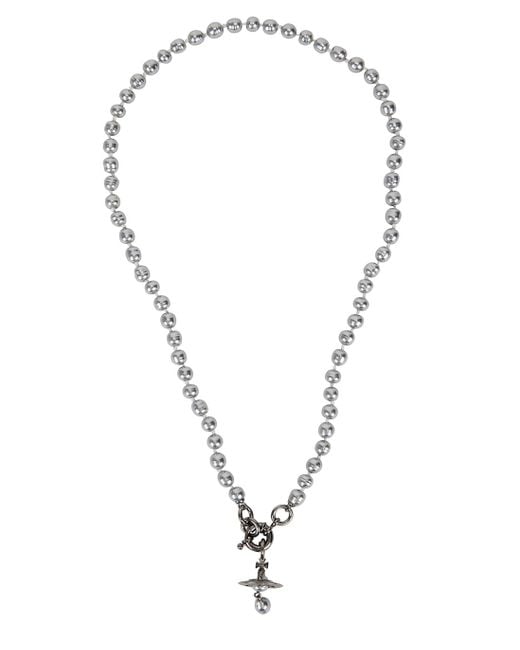 Vivienne Westwood Gray Aleksa Orb Pearl Necklace for men