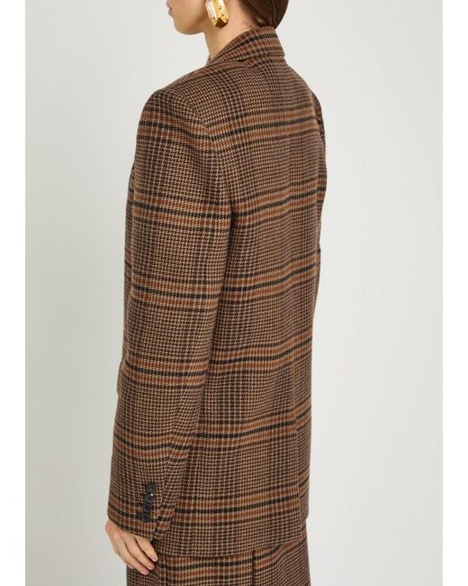 Saint Laurent Brown Houndstooth Wool Blazer