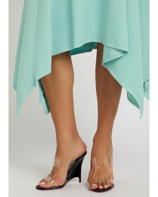 Christian Louboutin White Solo Zee 100 Patent Leather Wedge Mules