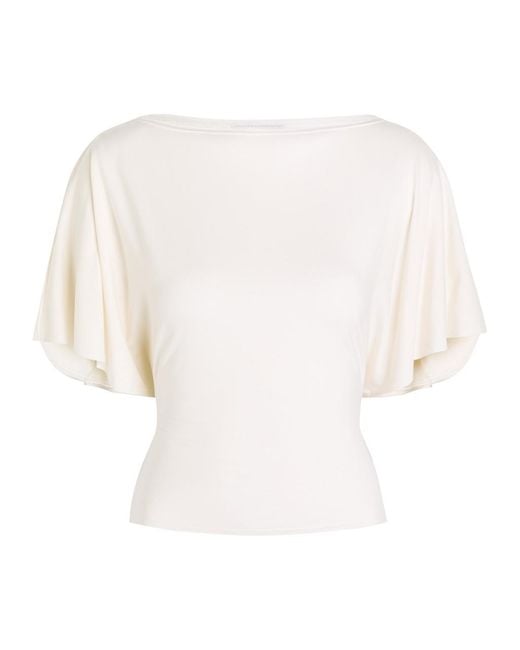 Reformation White Avery Waist-Tie Stretch-Jersey Top