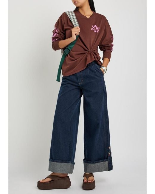 Damson Madder Brown Pleasant Slumber Printed Cotton T-Shirt