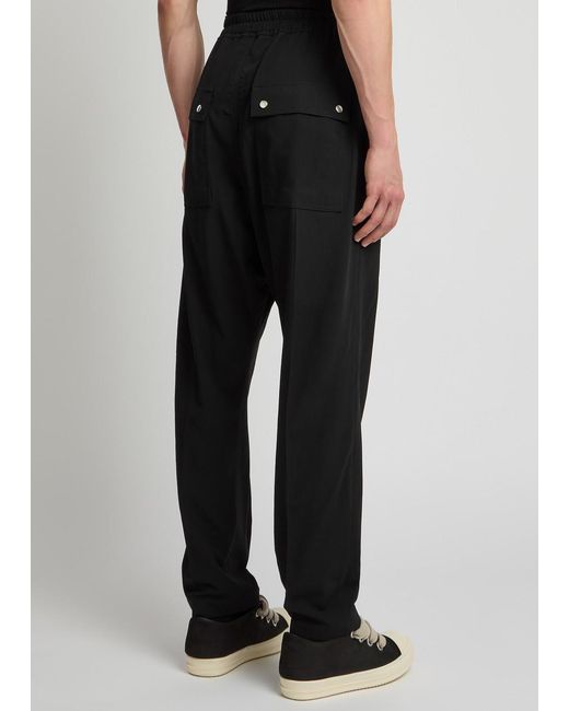 Rick Owens Black Bela Tapered-Leg Wool Trousers for men