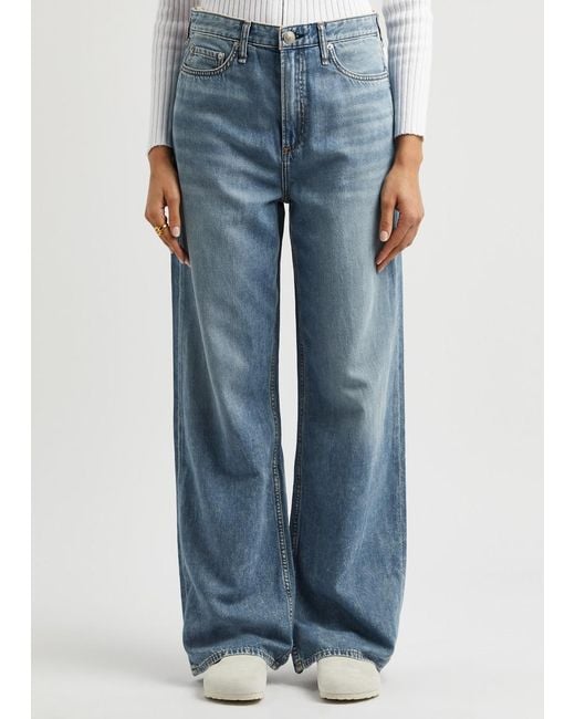 Rag & Bone Blue Logan Wide-Leg Jeans