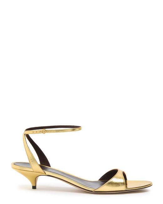 The Row White Vika Ankle Strap 35 Metallic Leather Sandals