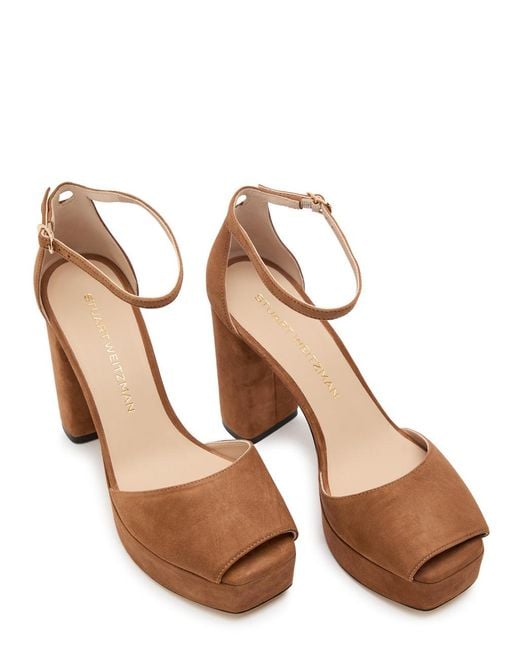 Stuart Weitzman Brown Sabrina 110 Suede Platform Sandals