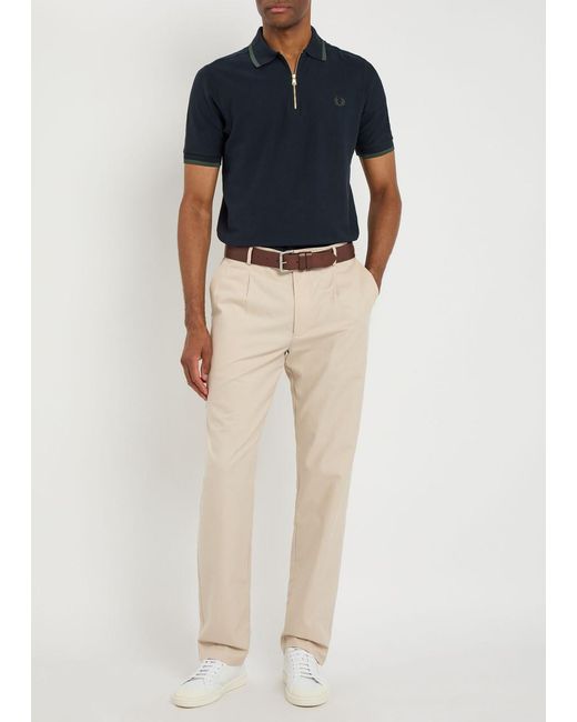 Fred Perry Blue Logo-Embroidered Cotton Polo Shirt for men