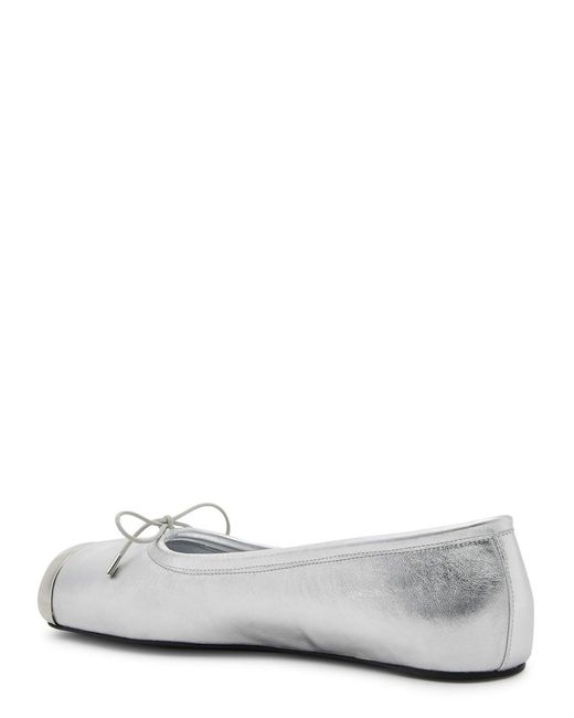 Alexander McQueen White Metallic Leather Ballet Flats