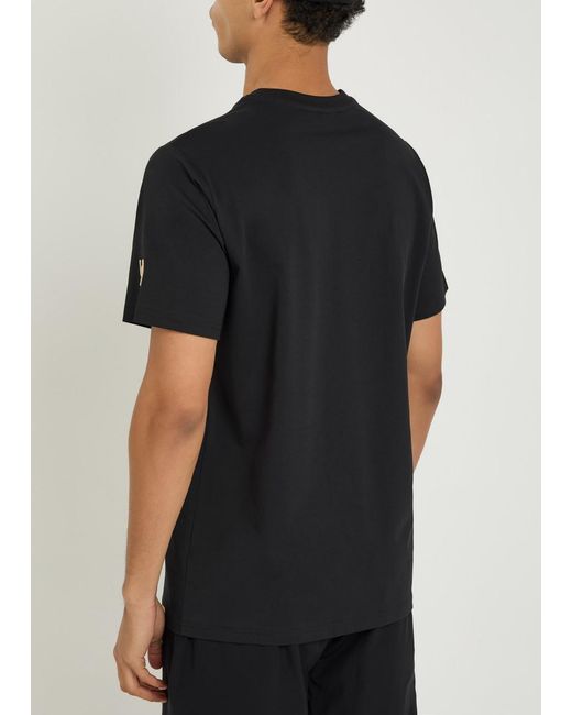 Now You Live Black Arensby Logo-Embroidered Cotton T-Shirt for men