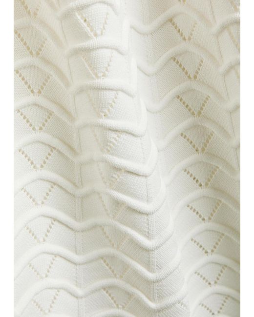 CHE White Ripple Textured Fine-Knit Polo Shirt for men