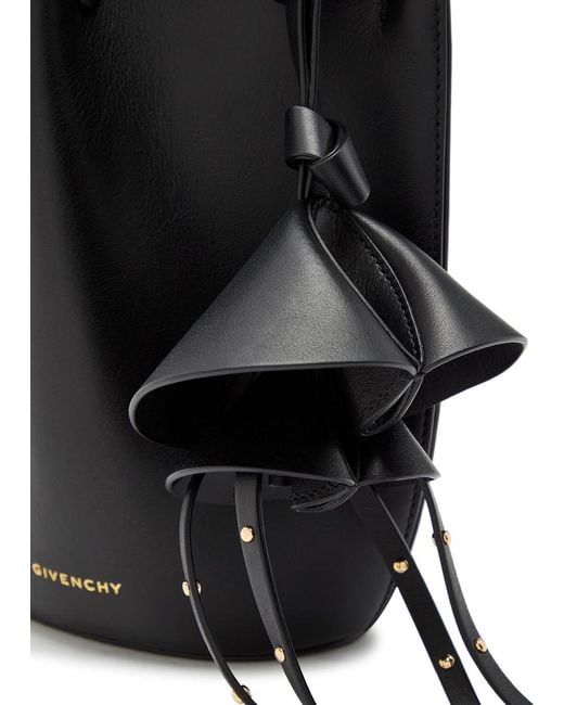 Givenchy Black Nano Floral Bag-Charm Leather Bucket Bag