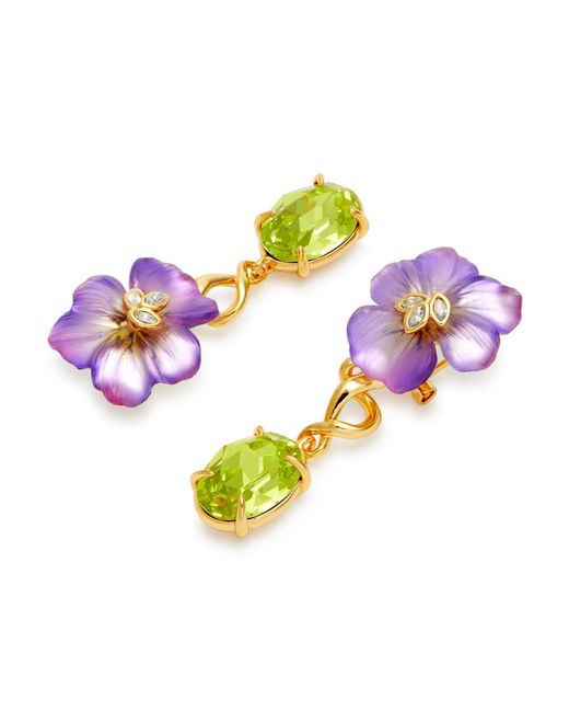 Alexis Purple Pansy 14kt Gold-plated Drop Earrings