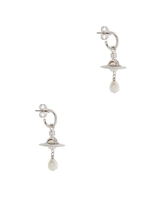 Vivienne Westwood White Aleksa Orb-embellished Hoop Earrings