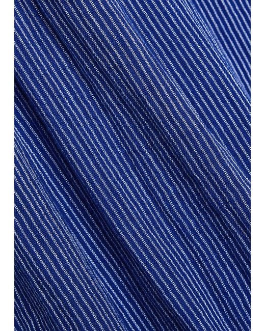 Eileen Fisher Blue Striped Wide-Leg Cotton Trousers