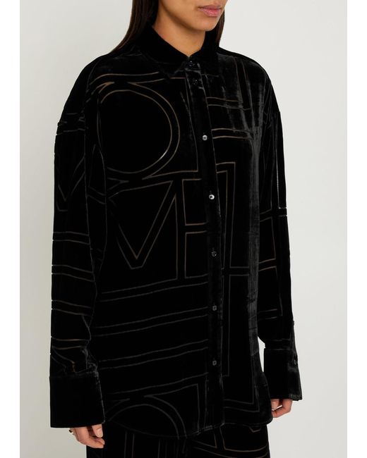 Totême  Black Monogram Devore Shirt