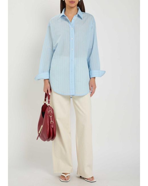 Agolde Blue Sona Striped Cotton-Blend Shirt