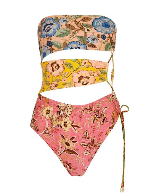Zimmermann White Junie Floral-print Cut-out Swimsuit for men