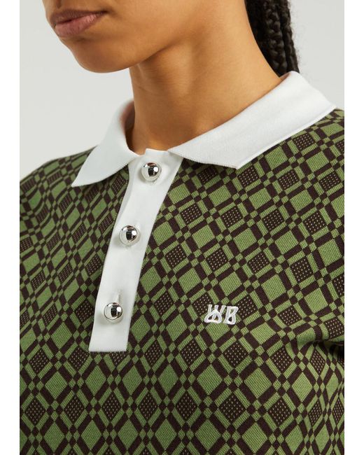 Wales Bonner Green Power Intarsia Stretch-Cotton Polo Shirt