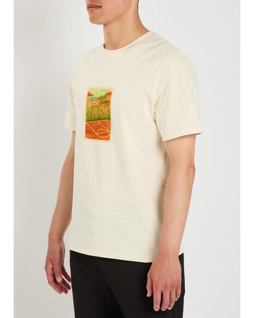 Les Deux White Court Printed Cotton T-Shirt for men