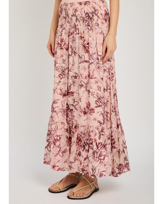 Alice + Olivia Red Stevie Devoré Chiffon Maxi Skirt