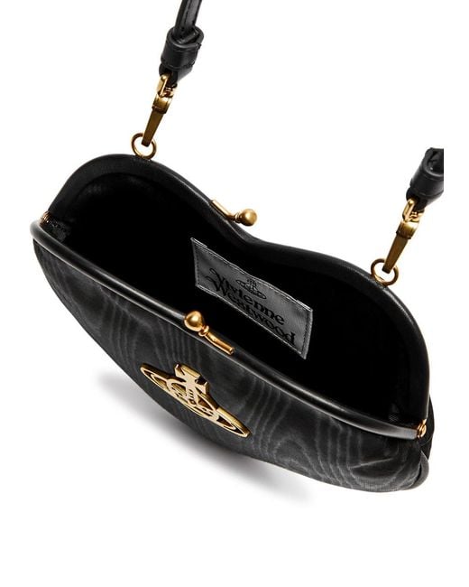 Vivienne Westwood Black Belle Heart Moiré Top Handle Bag