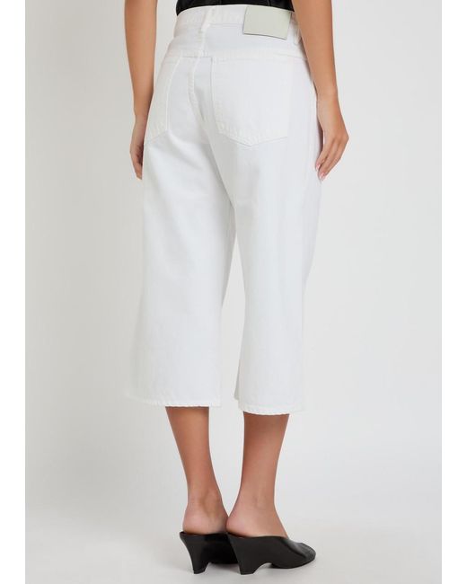 Agolde White X Maria Mcmanus Wide-Leg Denim Shorts