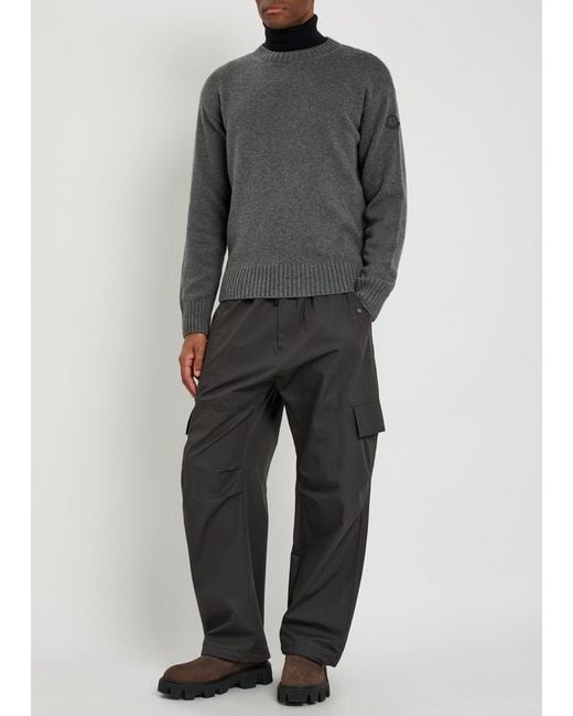 Moncler Gray Logo-Appliqué Wool And Cashmere-Blend Jumper for men