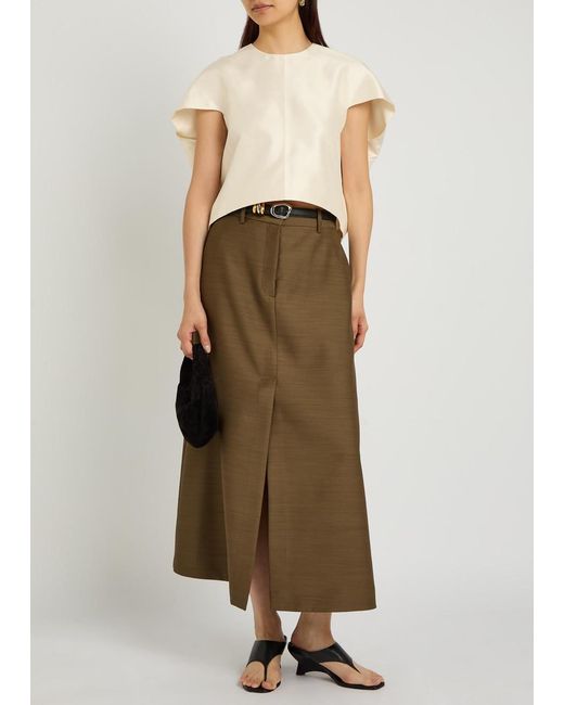 Heirlome Natural Lulu Cropped Slubbed Silk Top