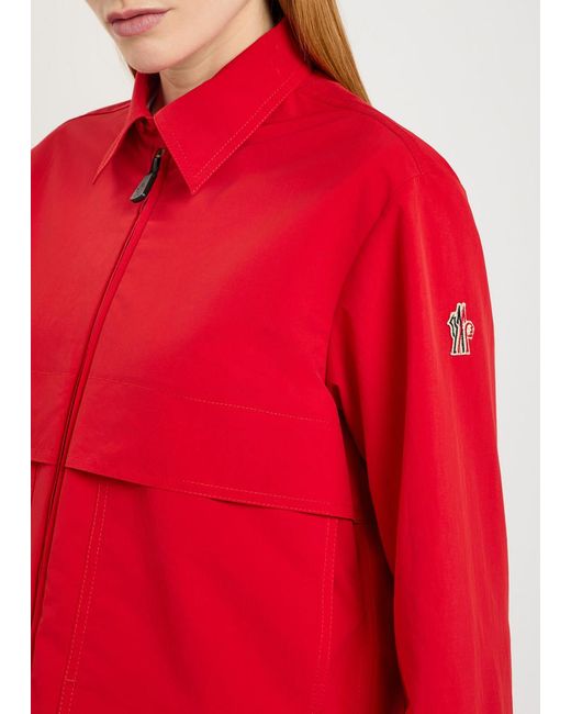 Moncler Red Logo-Appliquéd Cropped Shell Overshirt