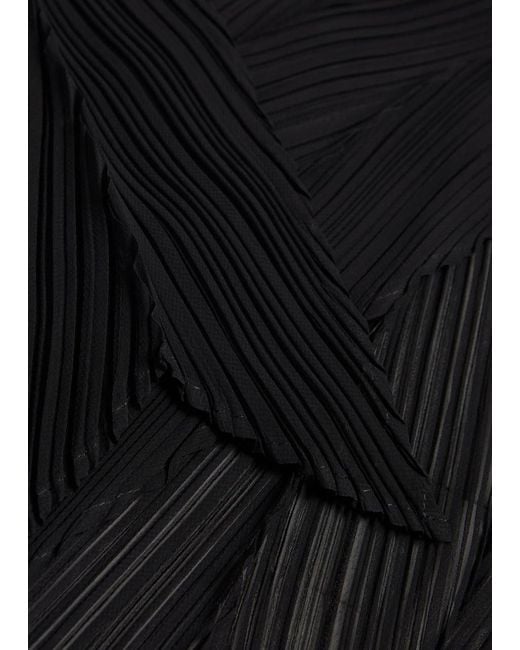 Pleats Please Issey Miyake Black Pleated Woven Scarf
